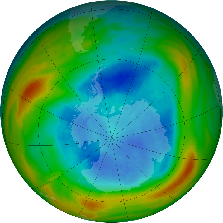 Antarctic ozone map for 10 September 1982